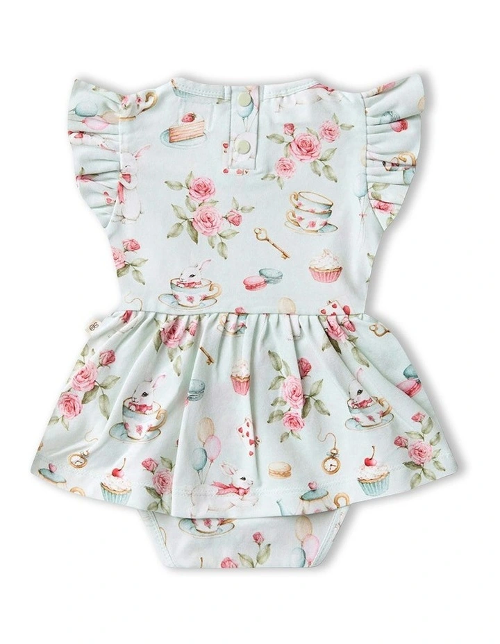 White Rabbit Short Sleeve Organic Dress in Green image 2