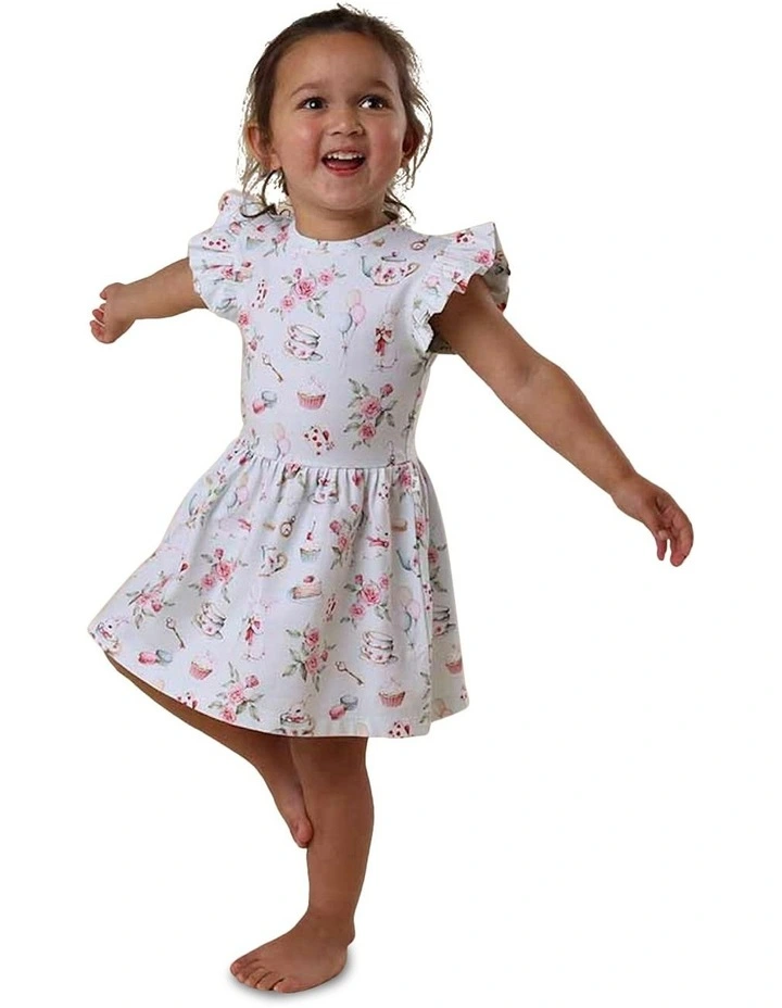 White Rabbit Short Sleeve Organic Dress in Green image 3