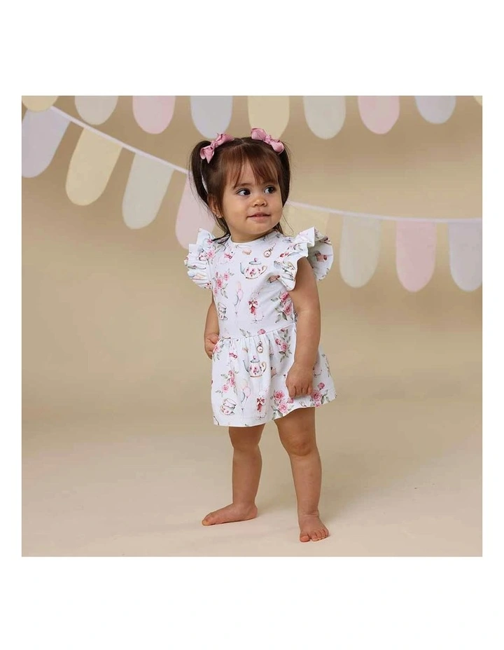 White Rabbit Short Sleeve Organic Dress in Green image 5