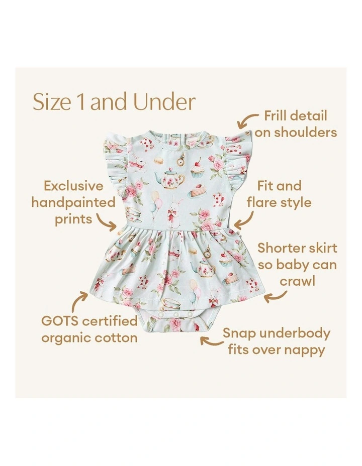 White Rabbit Short Sleeve Organic Dress in Green image 6