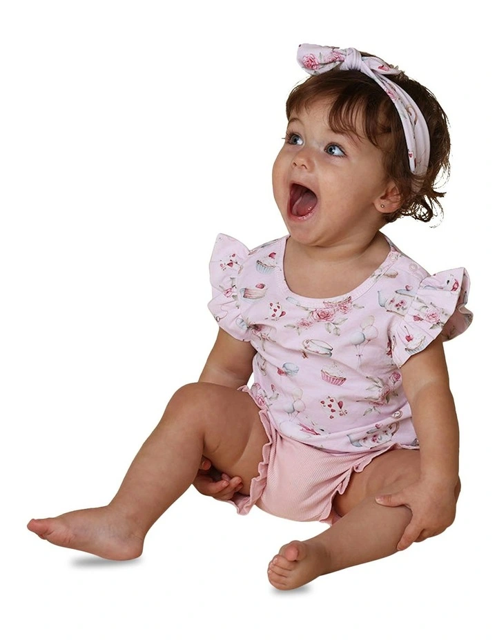 Alices Tea Party Organic T-shirt With Frill in Pink image 6