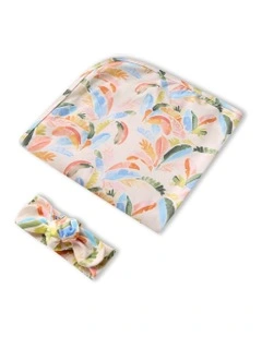 Summer Palm Organic Jersey Wrap & Topknot Set in Multi
