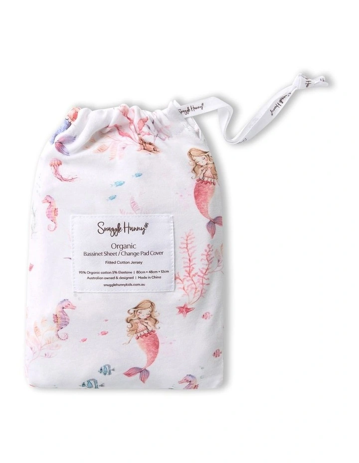 Mermaid Organic Bassinet Sheet/Change Pad Cover in Multi image 1