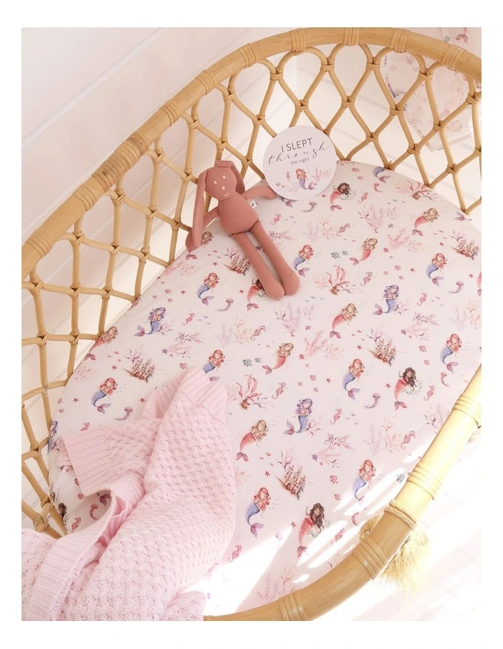 Mermaid Organic Bassinet Sheet/Change Pad Cover in Multi image 2
