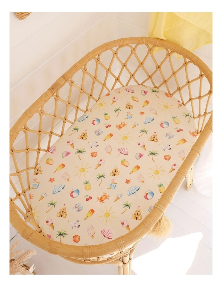 Beach Fun Organic Bassinet Sheet/Change Pad Cover in Yellow image 2
