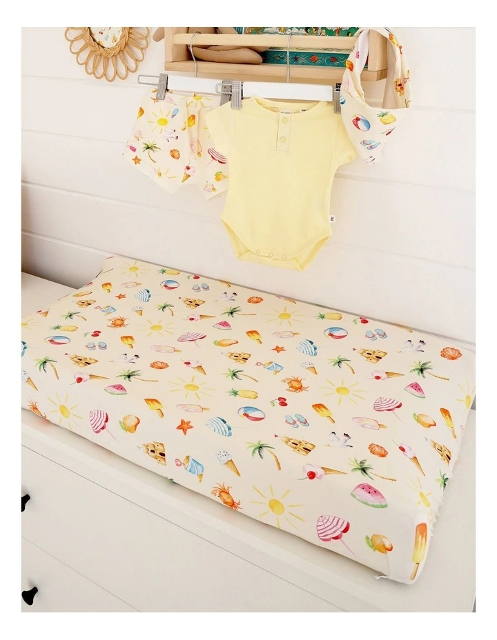 Beach Fun Organic Bassinet Sheet/Change Pad Cover in Yellow image 3