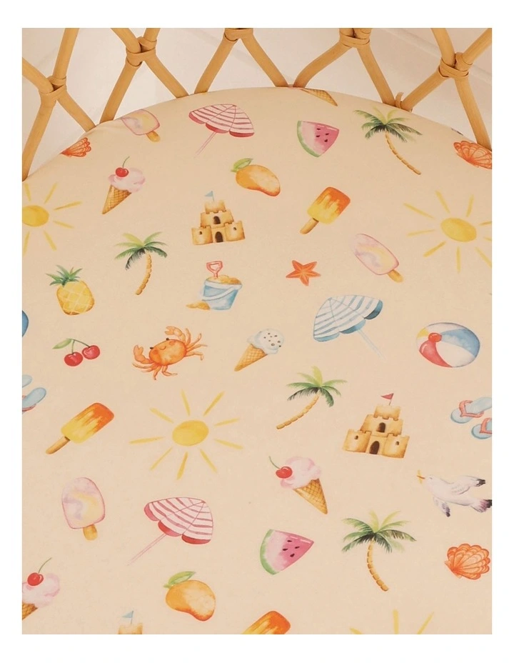 Beach Fun Organic Bassinet Sheet/Change Pad Cover in Yellow image 4