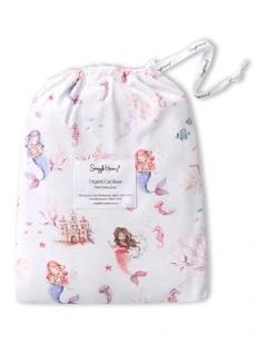 Mermaid Organic Fitted Cot Sheet in Pink