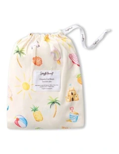 Beach Fun Organic Fitted Cot Sheet in Yellow