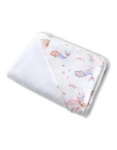 Mermaid Organic Hooded Baby Towel in White