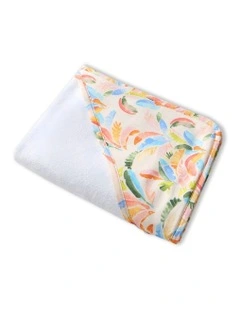 Summer Palm Organic Hooded Baby Towel in White