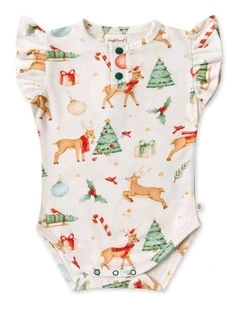 Prancer And Friends Short Sleeve Organic Bodysuit in Multi