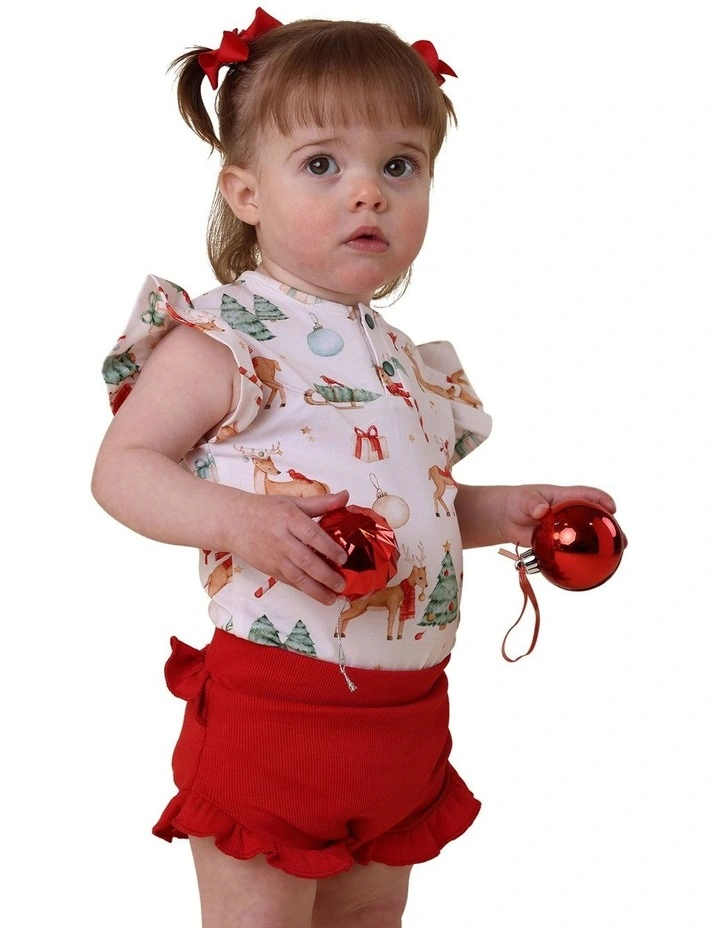 Prancer And Friends Short Sleeve Organic Bodysuit in Multi image 3