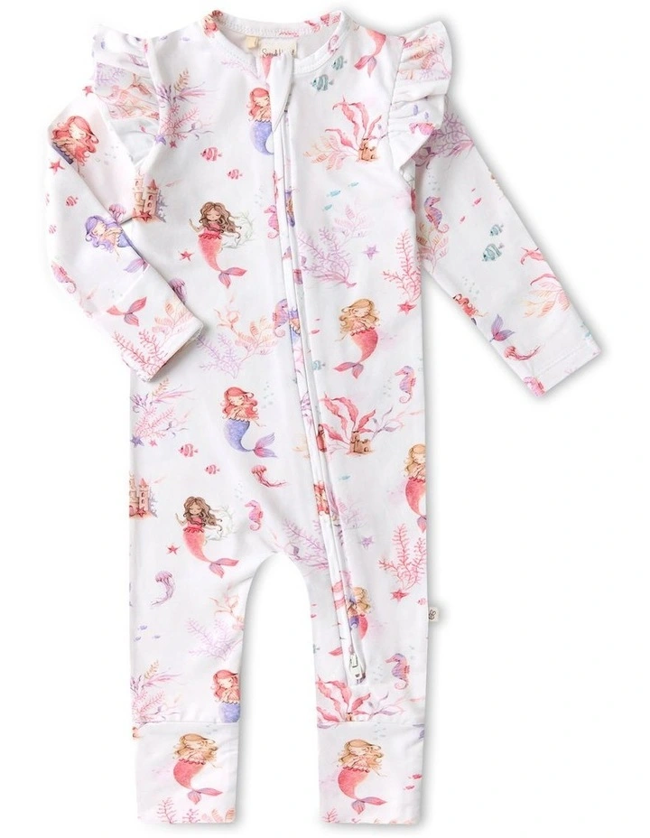 Mermaid Organic Snugglesuit Convertible Romper with Frill image 1