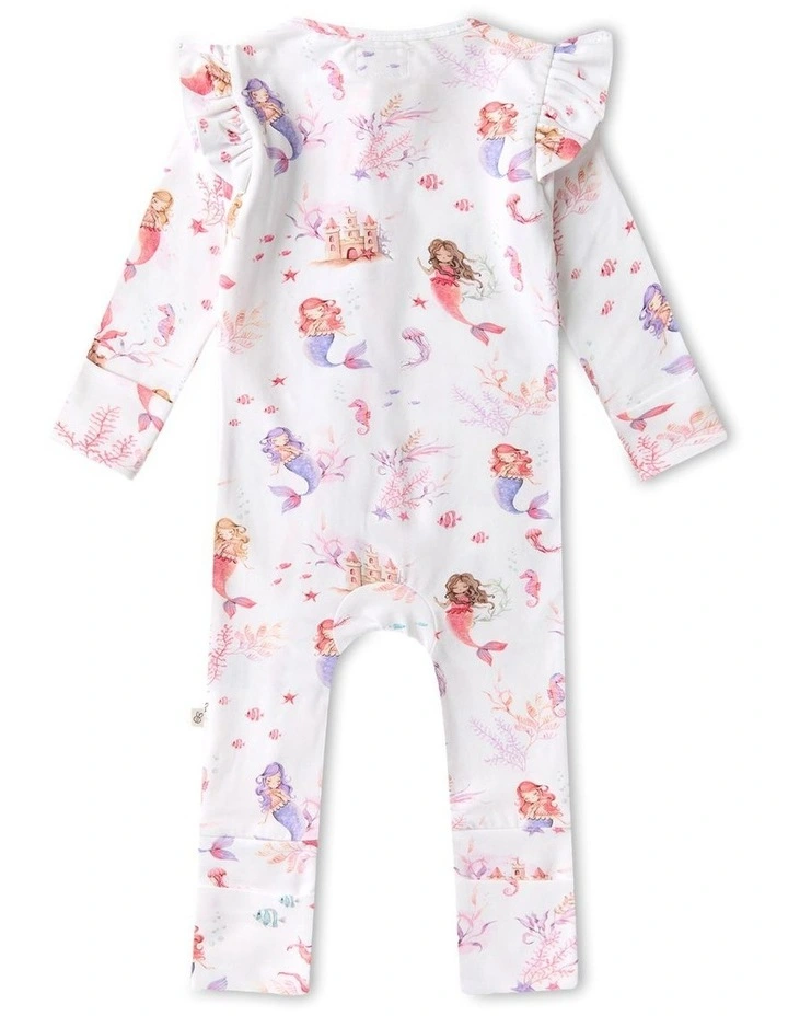 Mermaid Organic Snugglesuit Convertible Romper with Frill image 2