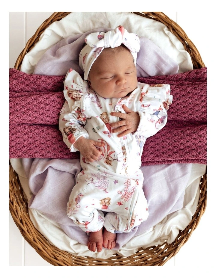 Mermaid Organic Snugglesuit Convertible Romper with Frill image 3