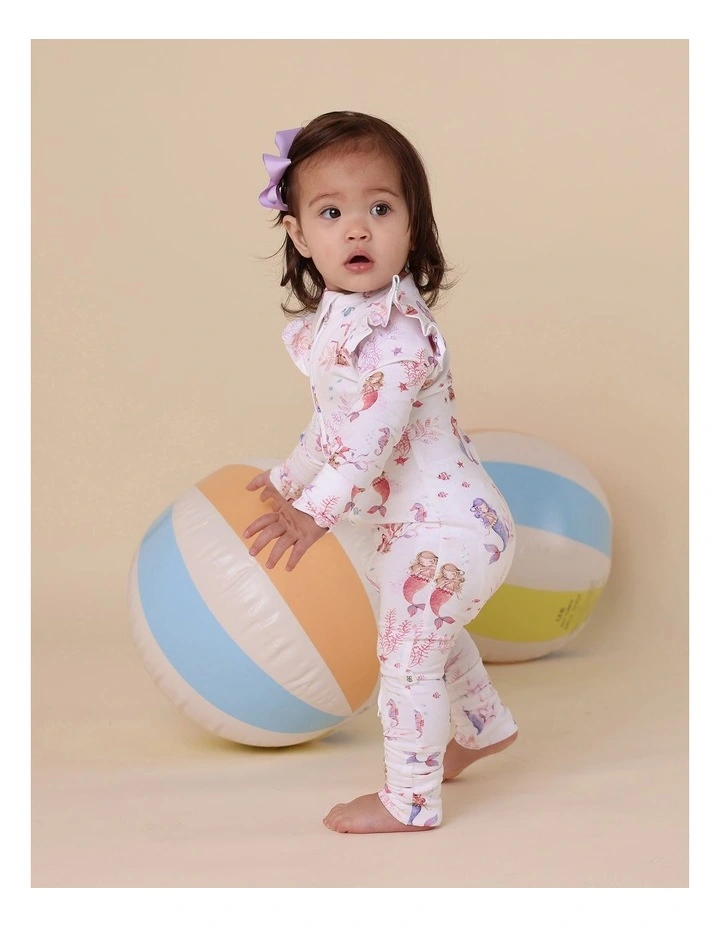 Mermaid Organic Snugglesuit Convertible Romper with Frill image 4