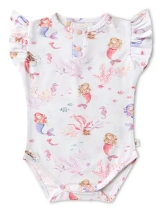 Mermaid Short Sleeve Organic Bodysuit with Frill