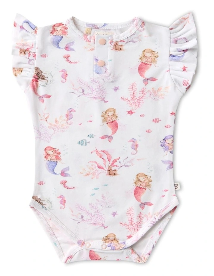 Mermaid Short Sleeve Organic Bodysuit with Frill image 1