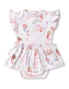 Mermaid Short Sleeve Organic Dress in Multi