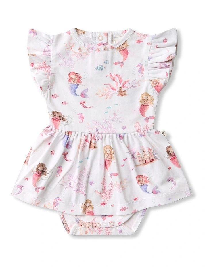 Mermaid Short Sleeve Organic Dress in Multi image 1