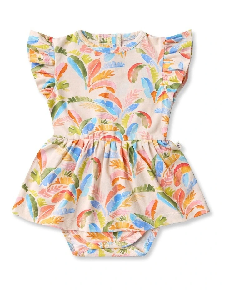 Summer Palm Short Sleeve Organic Dress in Multi image 1