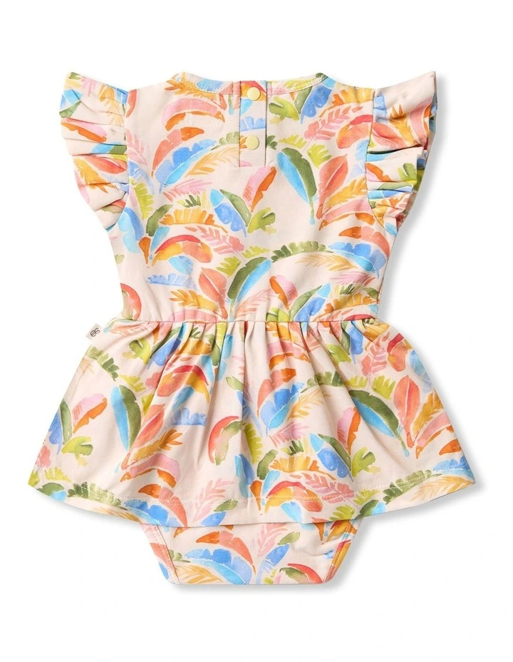 Summer Palm Short Sleeve Organic Dress in Multi image 2