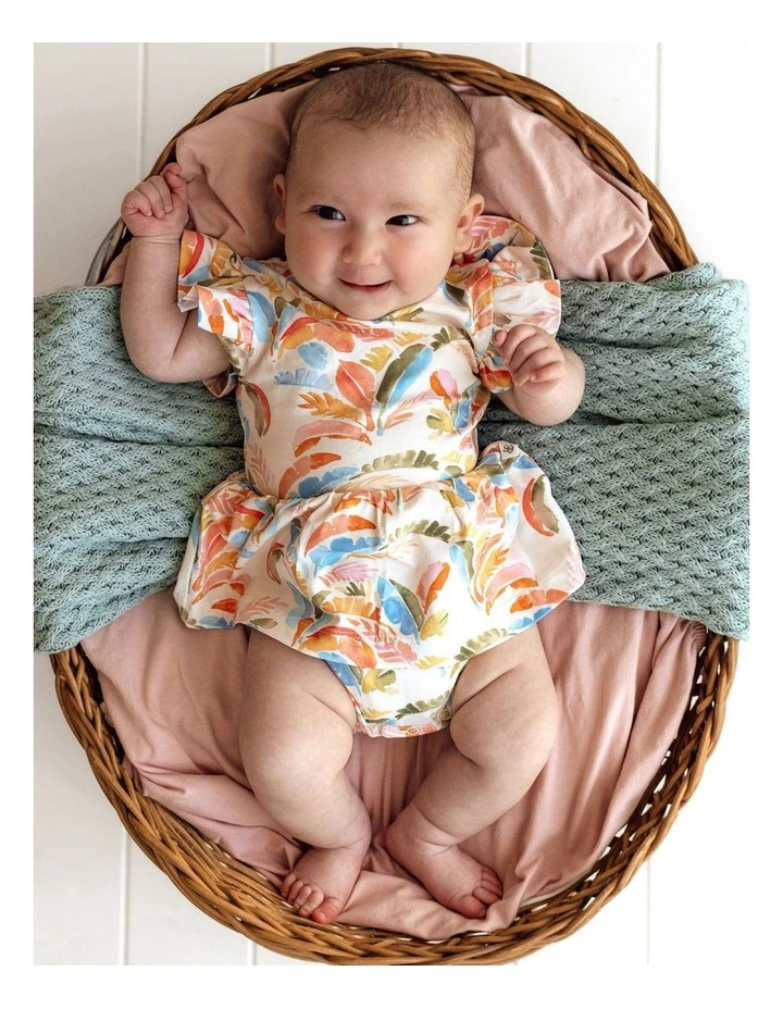 Summer Palm Short Sleeve Organic Dress in Multi image 3