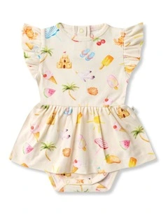 Beach Fun Short Sleeve Organic Dress in Multi