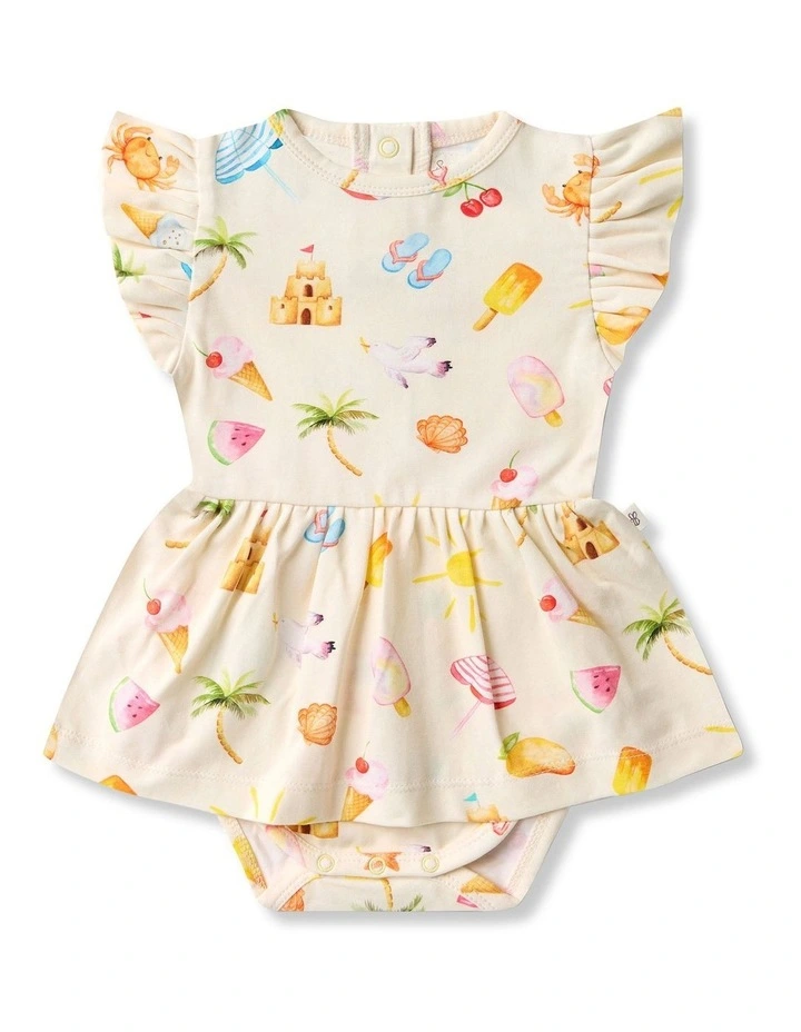Beach Fun Short Sleeve Organic Dress in Multi image 1