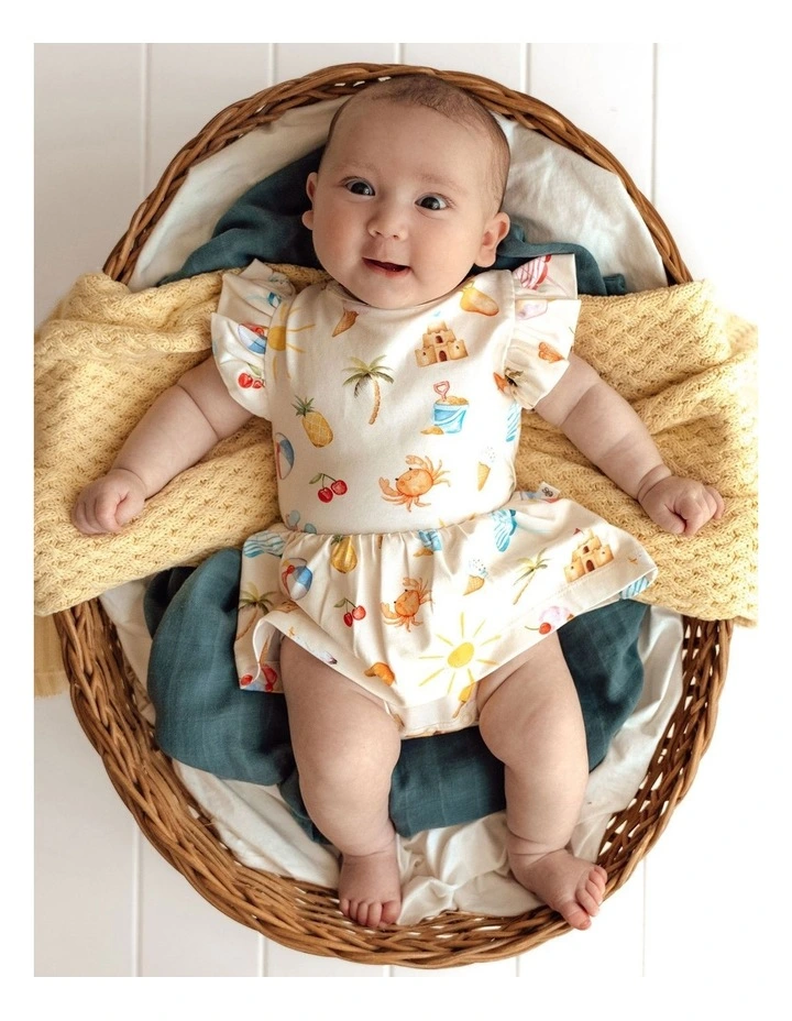 Beach Fun Short Sleeve Organic Dress in Multi image 3