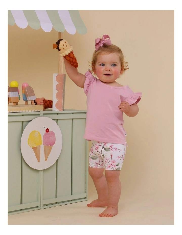 Cherry Blossom Organic Bike Shorts in Multi image 3