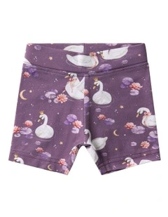 Midnight Swan Organic Bike Shorts in Purple