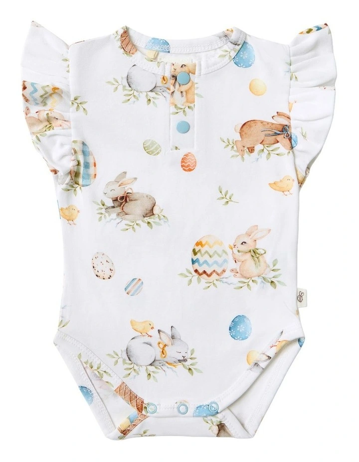 Flopsy Bunnies Short Sleeve Organic Bodysuit With Frill in Assorted image 1