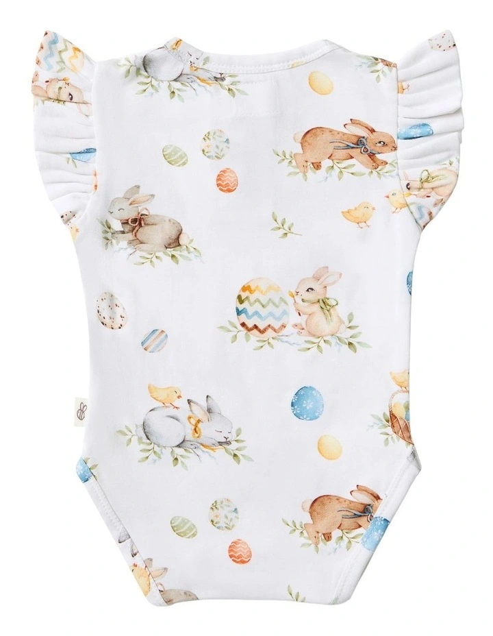 Flopsy Bunnies Short Sleeve Organic Bodysuit With Frill in Assorted image 2