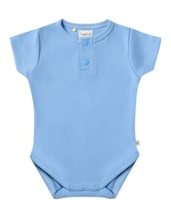 Bluebell Short Sleeve Organic Bodysuit in Cornflower