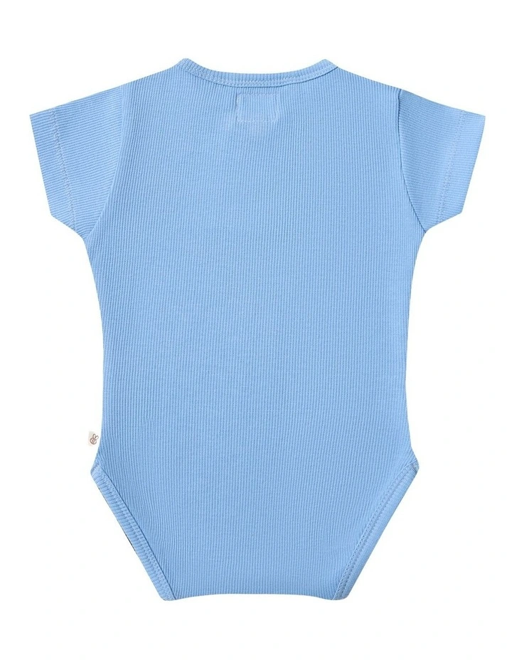 Bluebell Short Sleeve Organic Bodysuit in Cornflower image 2