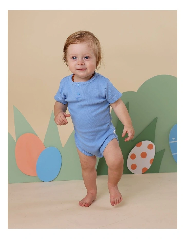Bluebell Short Sleeve Organic Bodysuit in Cornflower image 3