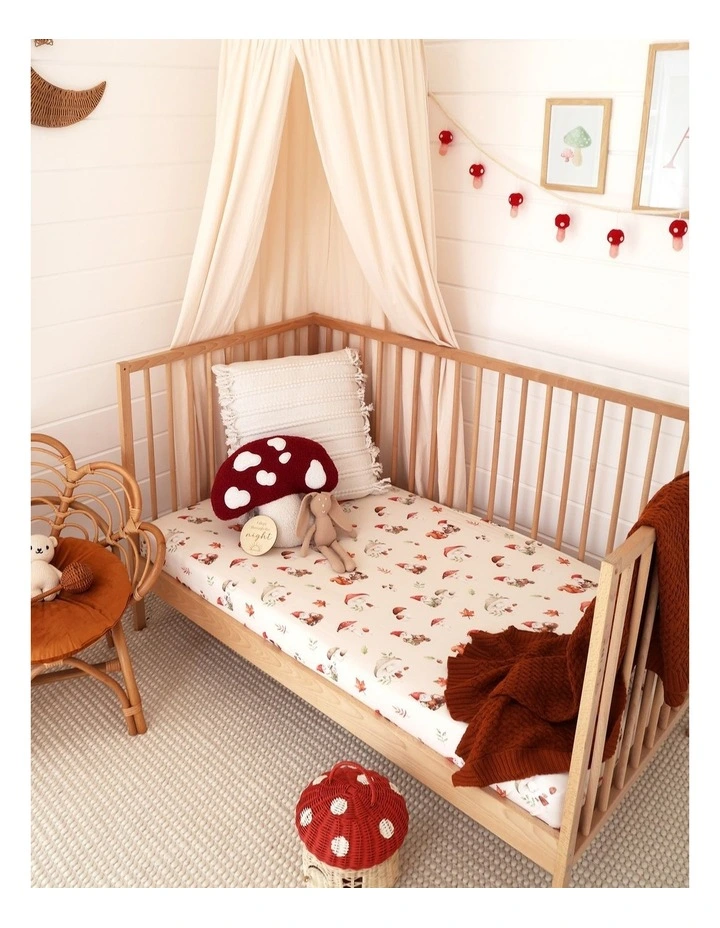 Gnomes Organic Fitted Cot Sheet in Cream image 2