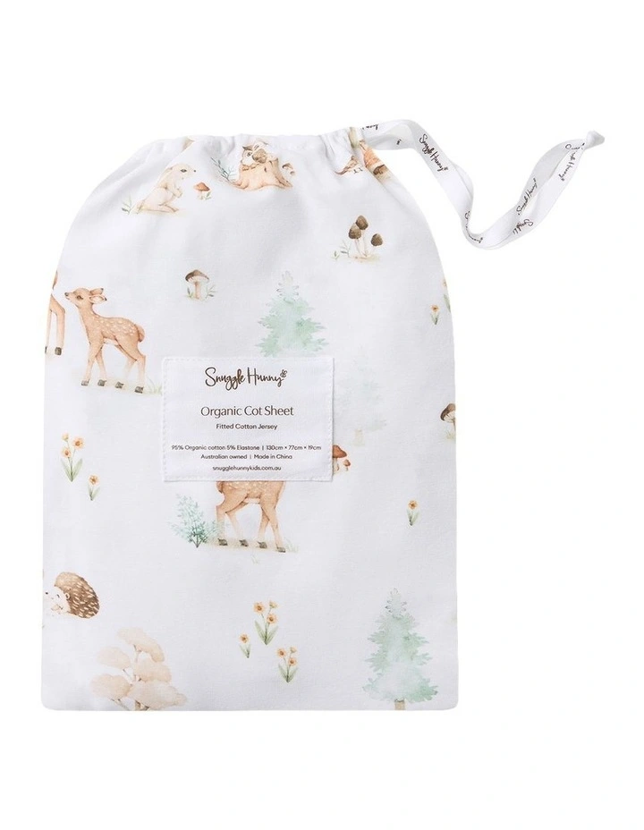 Woodland Tales Organic Fitted Cot Sheet in White image 1