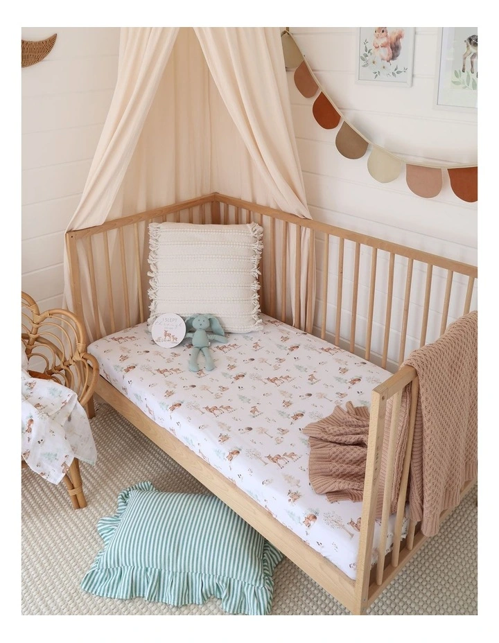 Woodland Tales Organic Fitted Cot Sheet in White image 2