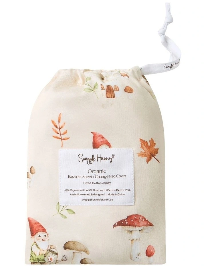Gnomes Organic Bassinet Sheet And Change Pad Cover in Cream image 1