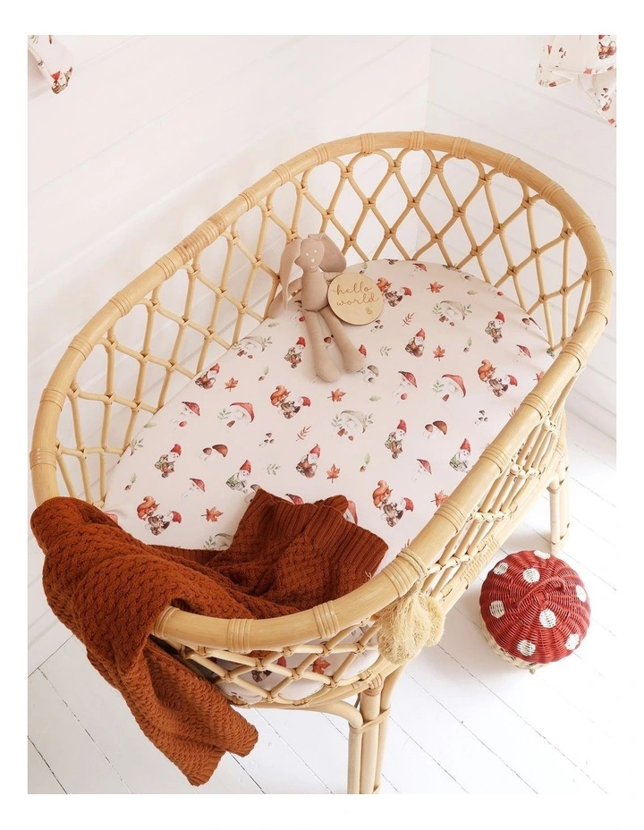 Gnomes Organic Bassinet Sheet And Change Pad Cover in Cream image 2