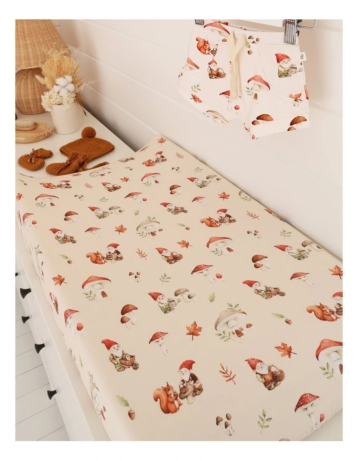 Gnomes Organic Bassinet Sheet And Change Pad Cover in Cream image 4
