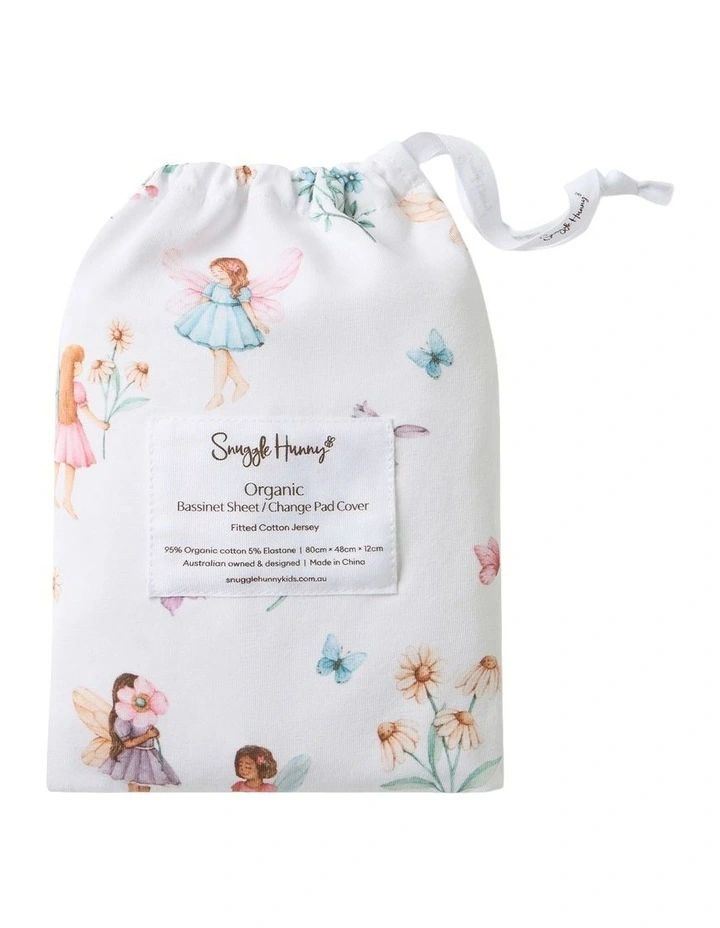 Fairy Garden Organic Bassinet Sheet in White image 1