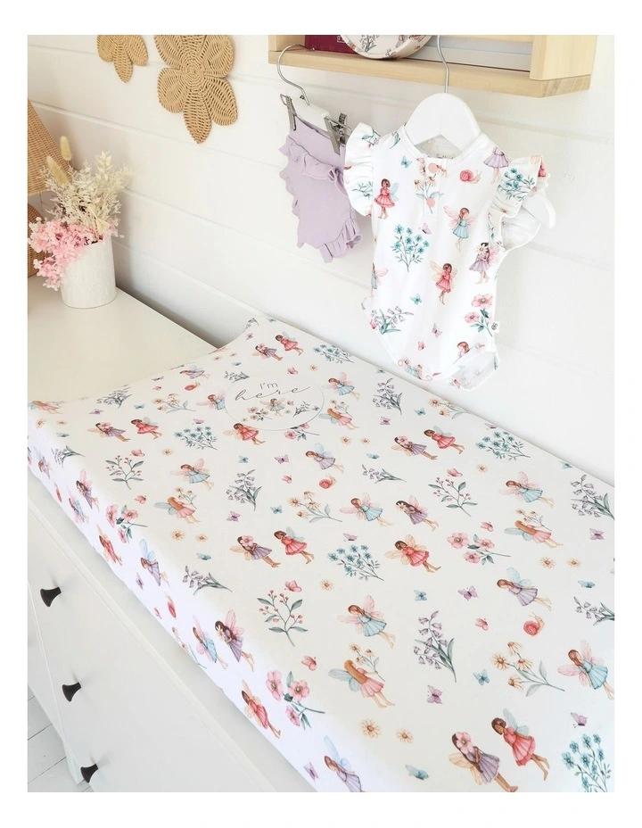 Fairy Garden Organic Bassinet Sheet in White image 4