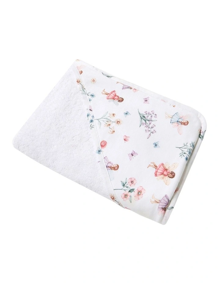 Fairy Garden Organic Hooded Baby Towel in White image 1
