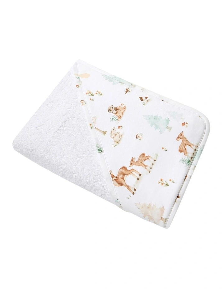 Woodland Tales Organic Hooded Baby Towel in White image 1