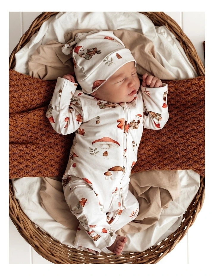 Gnomes Organic Snugglesuit Convertible Romper in Cream image 4