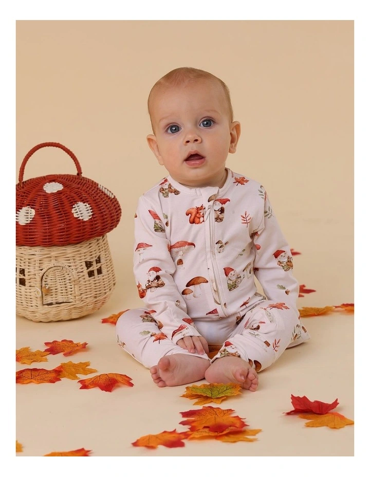 Gnomes Organic Snugglesuit Convertible Romper in Cream image 5